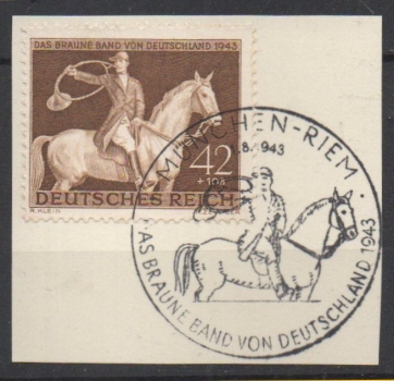 Michel Nr. 854, Galopprennen auf Briefstück.